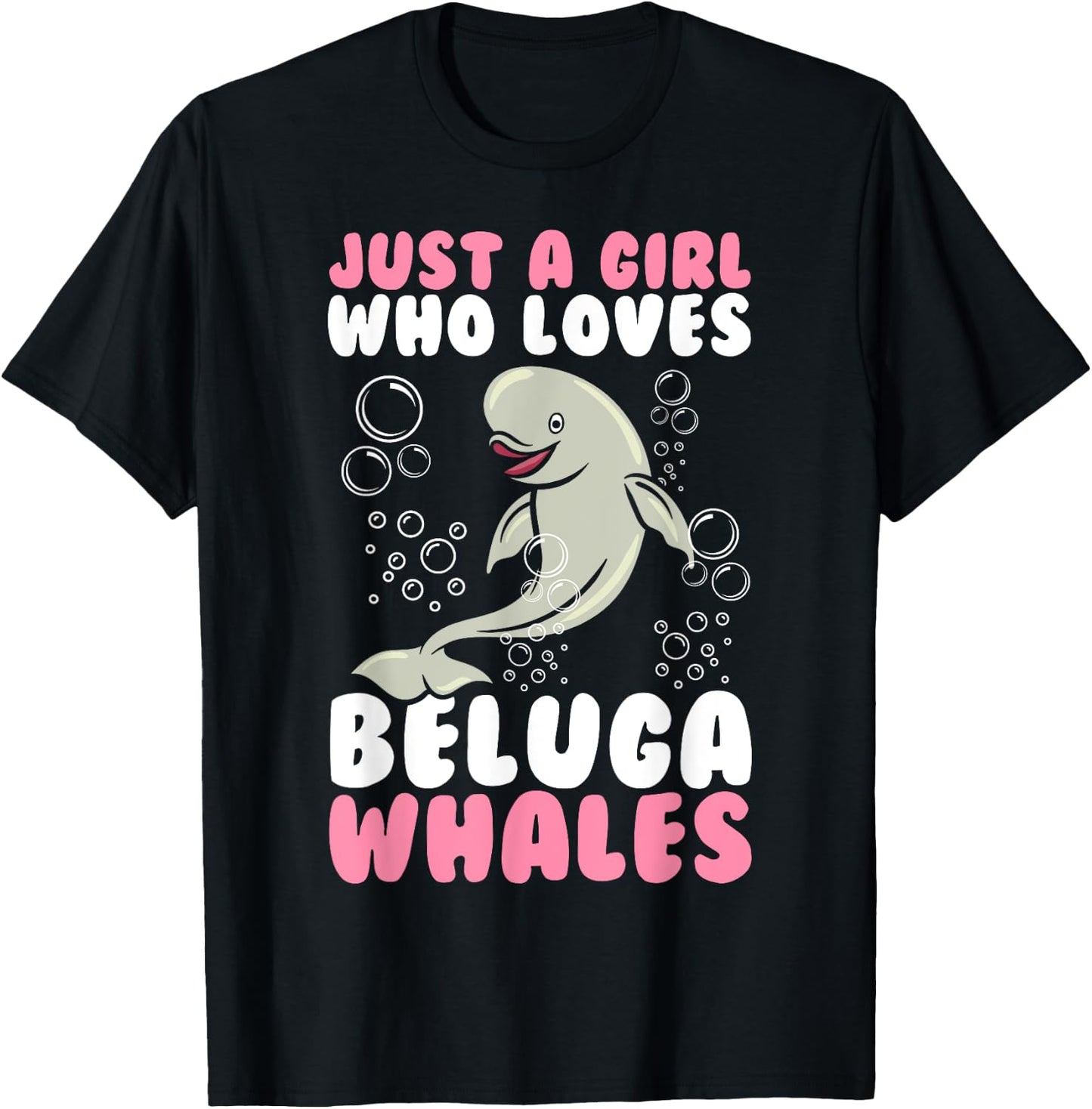 Beluga Whale Art Girls Kids Beluga Whale Lover T-Shirt - T-Shirt | Black