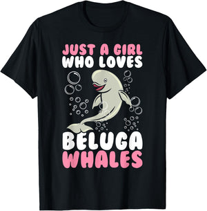 Beluga Whale Art Girls Kids Beluga Whale Lover T-Shirt - T-Shirt | Black
