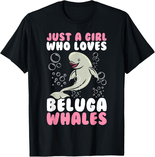 Beluga Whale Art Girls Kids Beluga Whale Lover T-Shirt - T-Shirt | Black
