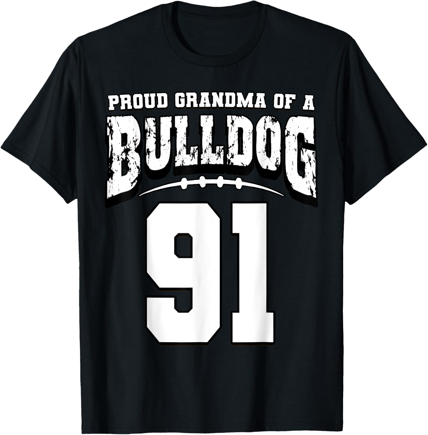 Proud Bulldog Football Grandma Of Player 91 T-Shirt - T-Shirt | Black