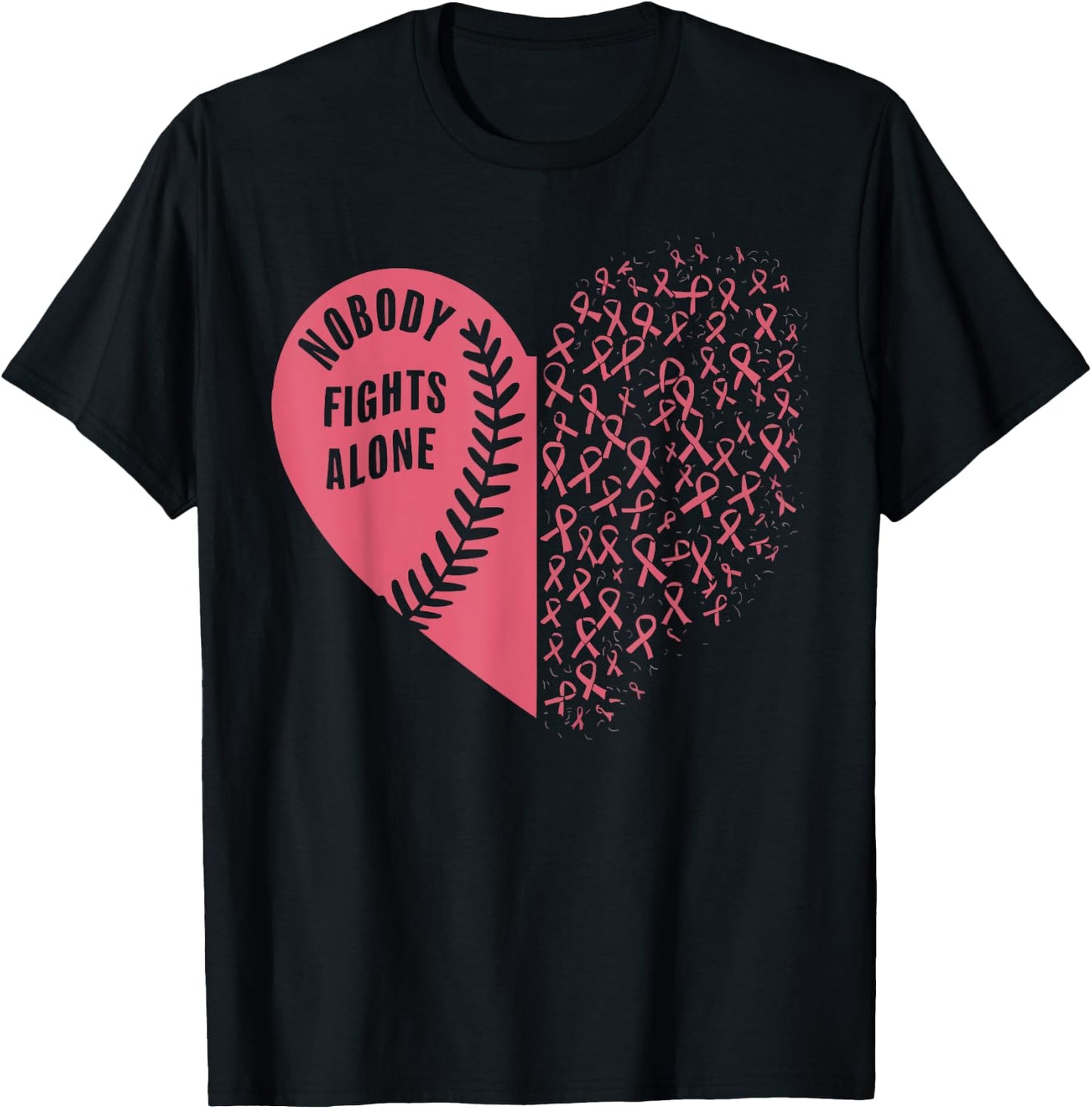 Baseball Breast Cancer Awareness Month Pink Ribbon T-Shirt - T-Shirt | Black
