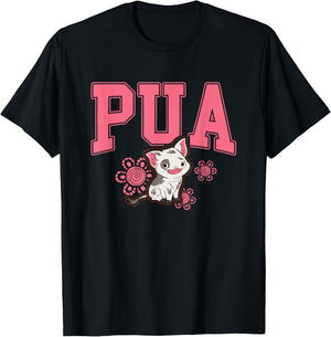 Disney Moana Cute Pua Big Chest Collegiate Text Logo T-Shirt - T-Shirt | Black