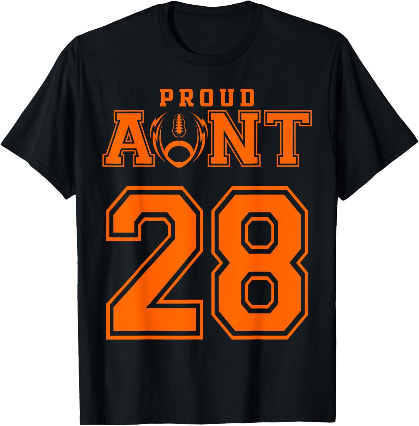 Custom Proud Football Aunt Number 28 OR T-Shirt - T-Shirt | Black