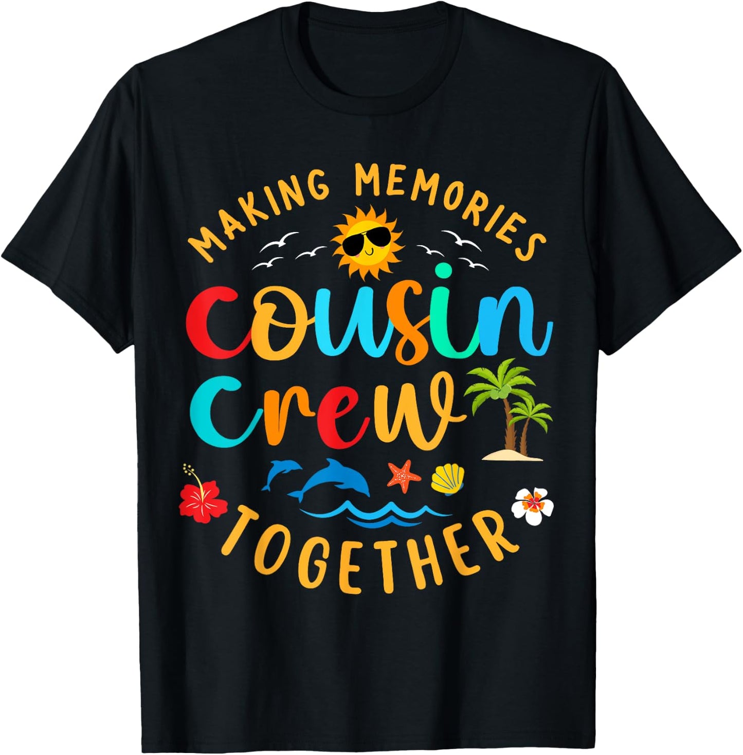 Cousin crew 2025 Summer Vacation Beach Family Trip Matching T-Shirt - T-Shirt | Black