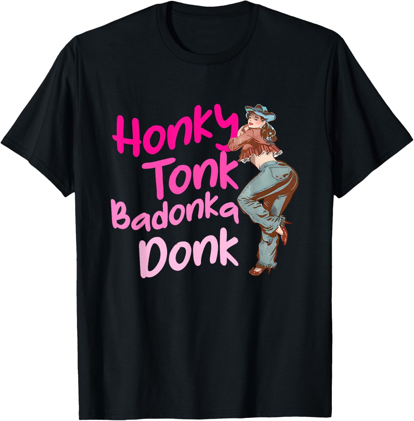 Honky Tonk Badonka Donk Funny Vintage T-Shirt - T-Shirt | Black