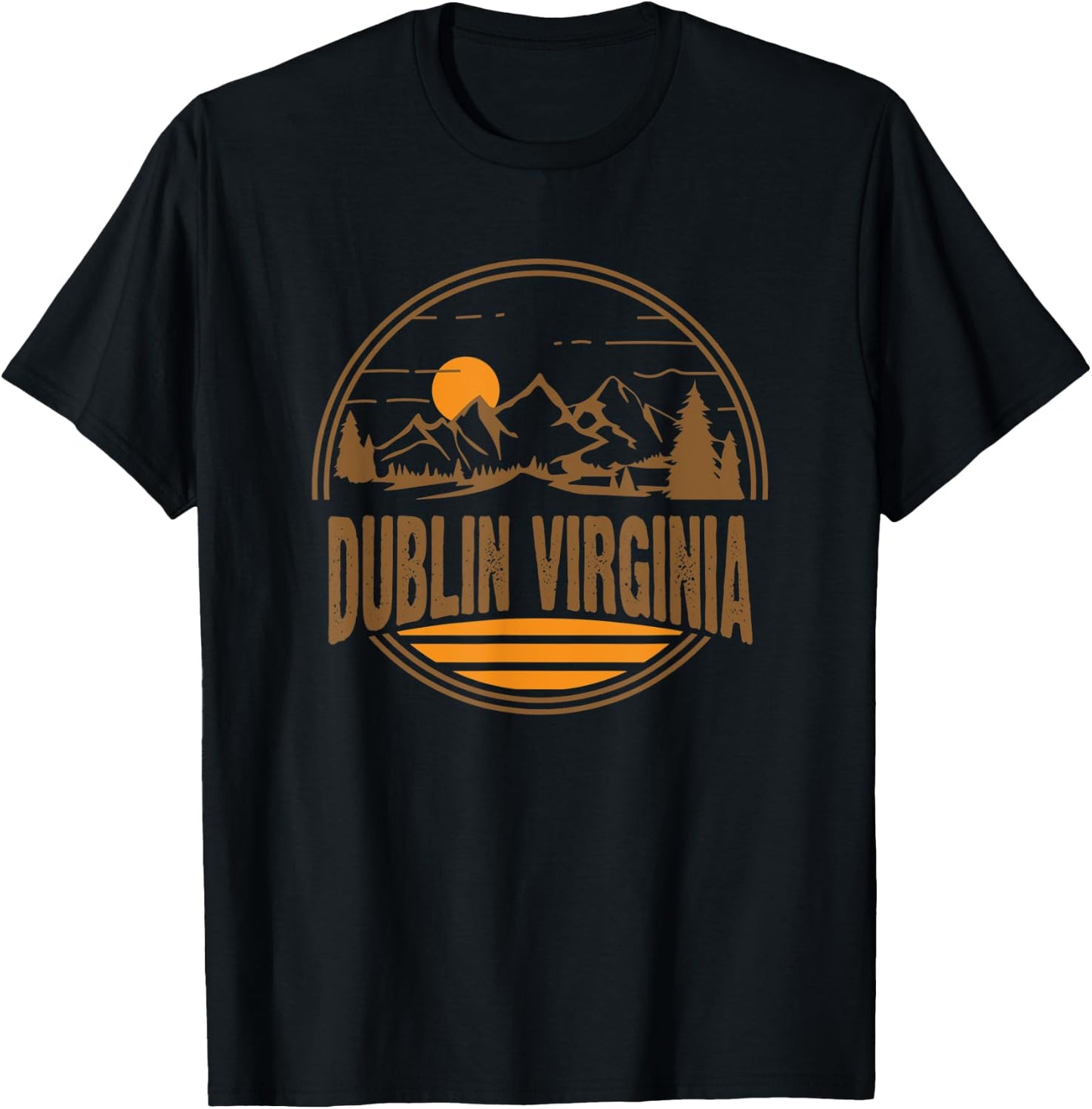 Vintage Dublin, Virginia Mountain Hiking Souvenir Print T-Shirt - T-Shirt | Black