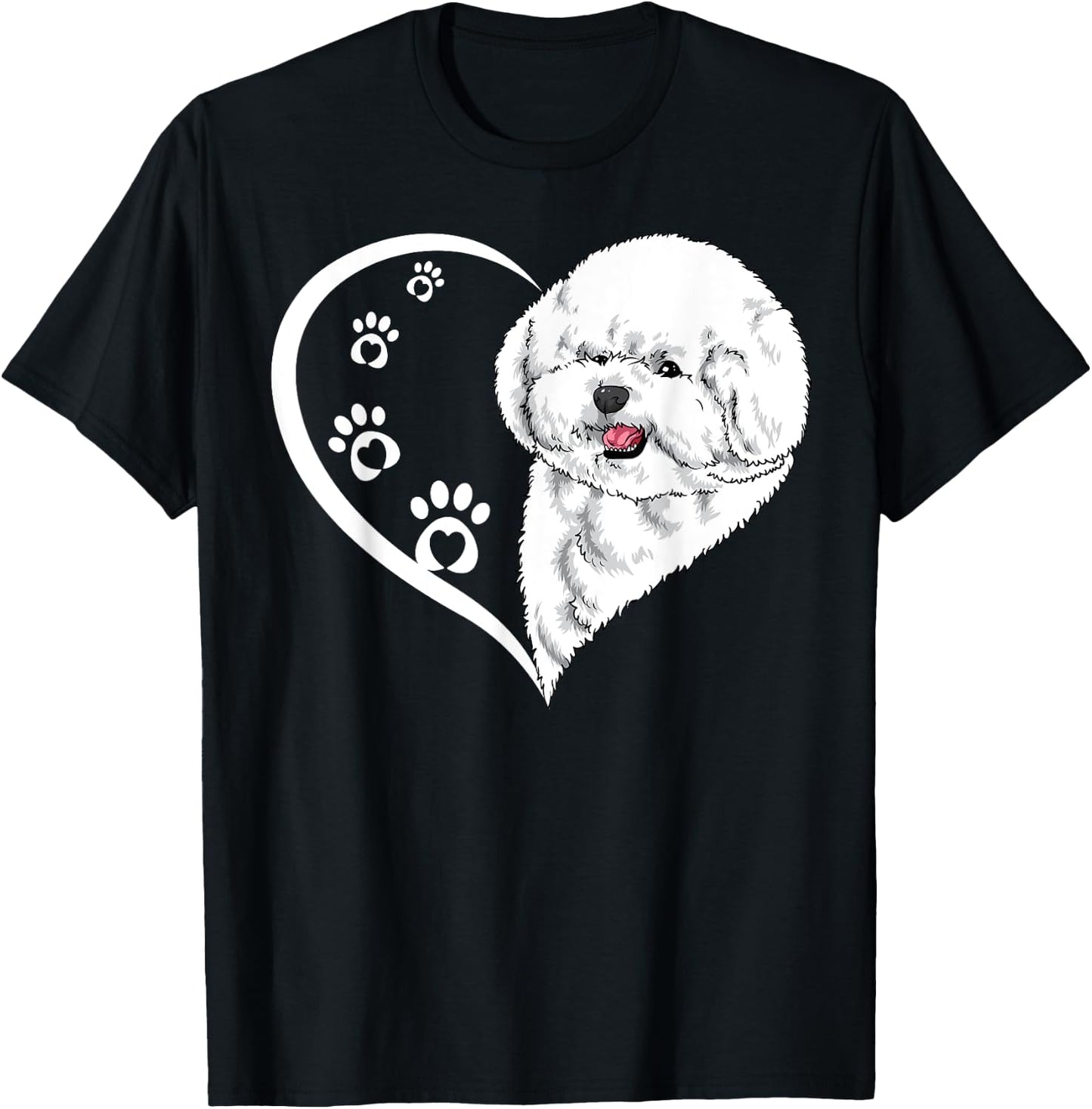 Bichon Frise Shirts Girls Heart Cute Bichon Frise T-Shirt - T-Shirt | Black