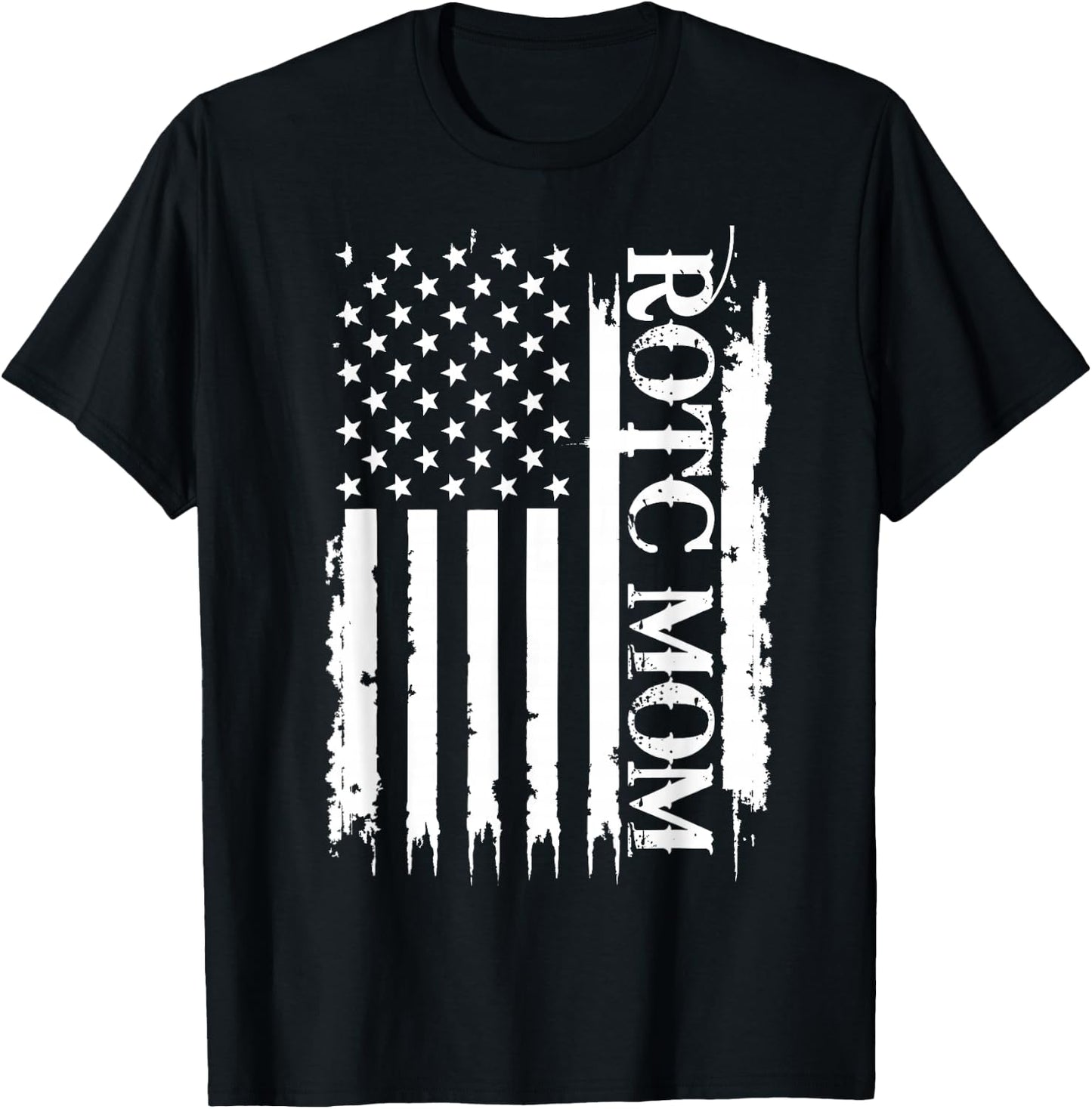 ROTC Mom United States Distressed w US Flag T-Shirt - T-Shirt | Black