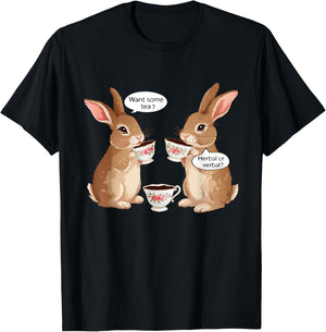Want Some Tea? Herbal Or Verbal? Funny Design Meme T-Shirt - T-Shirt | Black