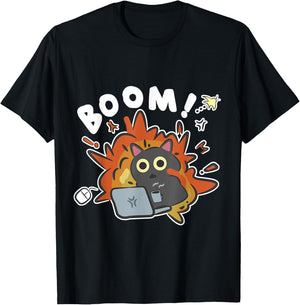 Nerd Geek Men's Women's Cat Cat Summer Fashion Anime Animals T-Shirt - T-Shirt | Black