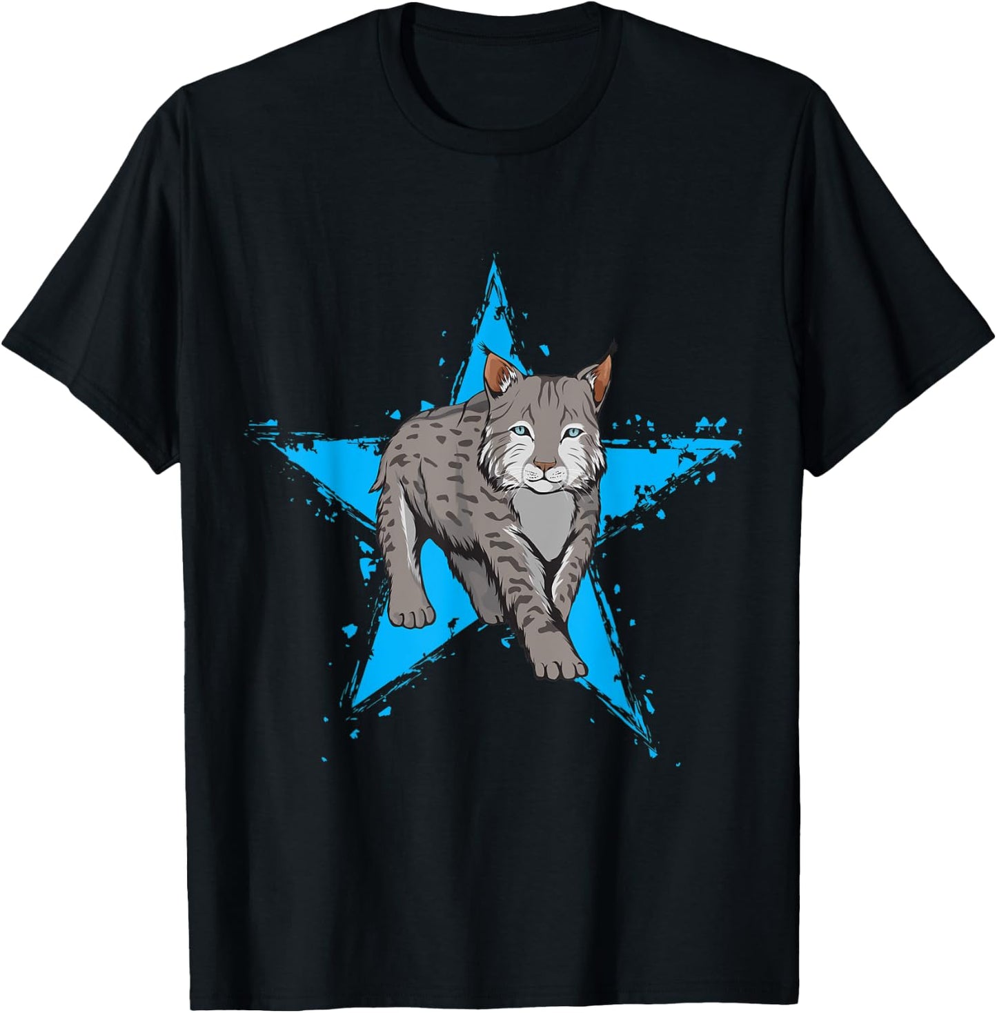 Lynx Star Design Wildcat Love Lover Lynxes Men Women Kids T-Shirt - T-Shirt | Black