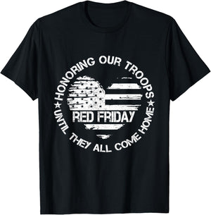 Wear Red on Friday US Military Pride Support Our Troops T-Shirt - T-Shirt | Black