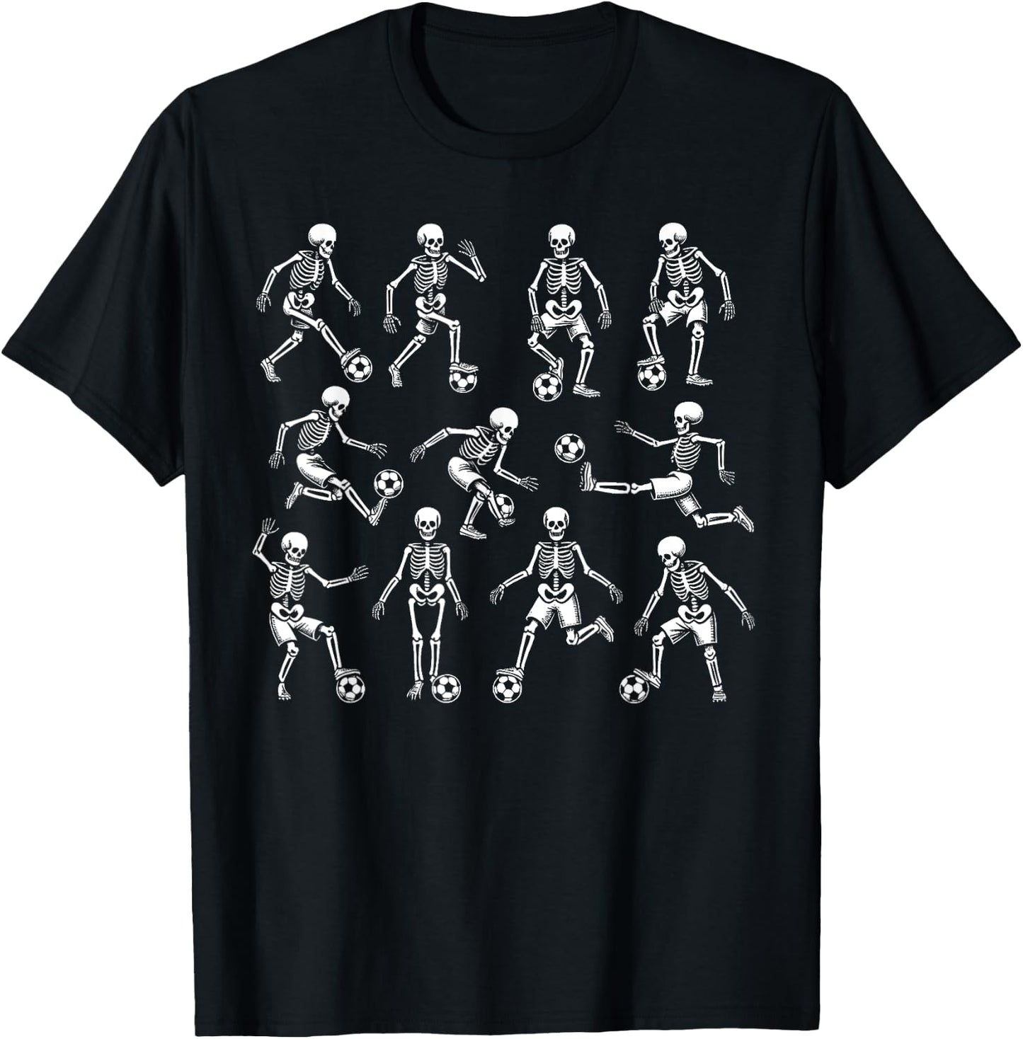 Funny Halloween Soccer Skeletons Play Soccer Boys Kids T-Shirt - T-Shirt | Black