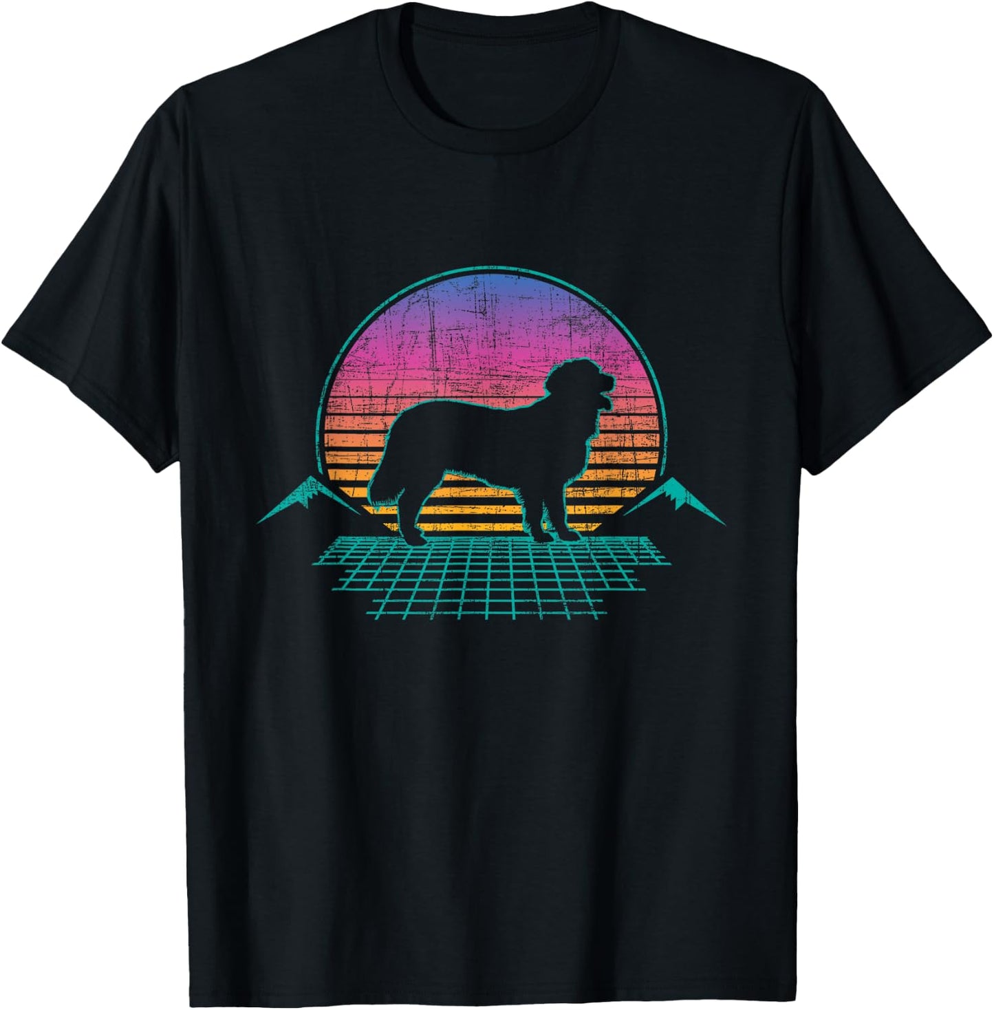 Retro Vaporwave Golden Retriever - Puppy Trainer Dog Lover T-Shirt - T-Shirt | Black