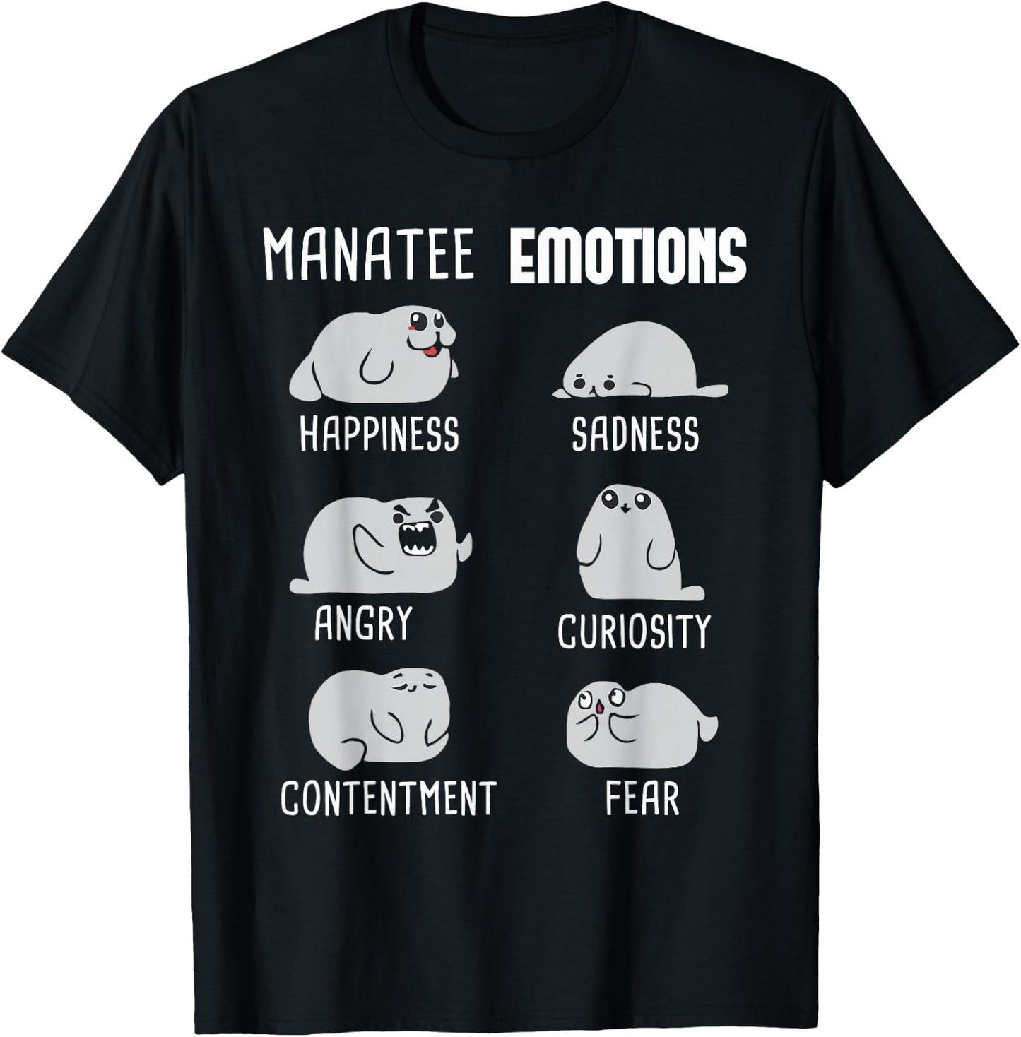 Manatee Emotions - Zookeeper Marine Biologist Animal Lover T-Shirt - T-Shirt | Black