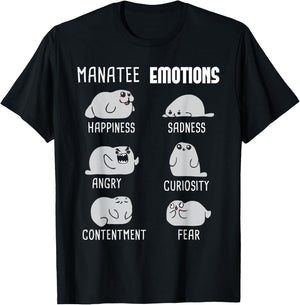 Manatee Emotions - Zookeeper Marine Biologist Animal Lover T-Shirt - T-Shirt | Black