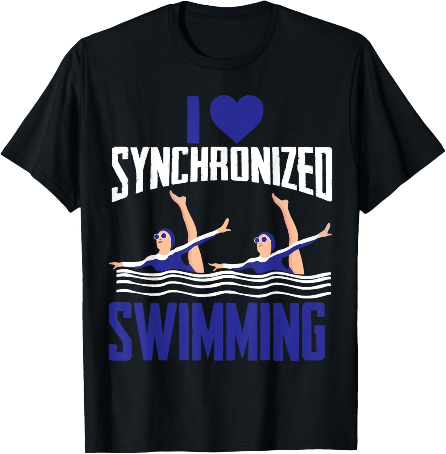 I Love Synchronized Swimming Aquatic Artistic Synchro Girls T-Shirt - T-Shirt | Black