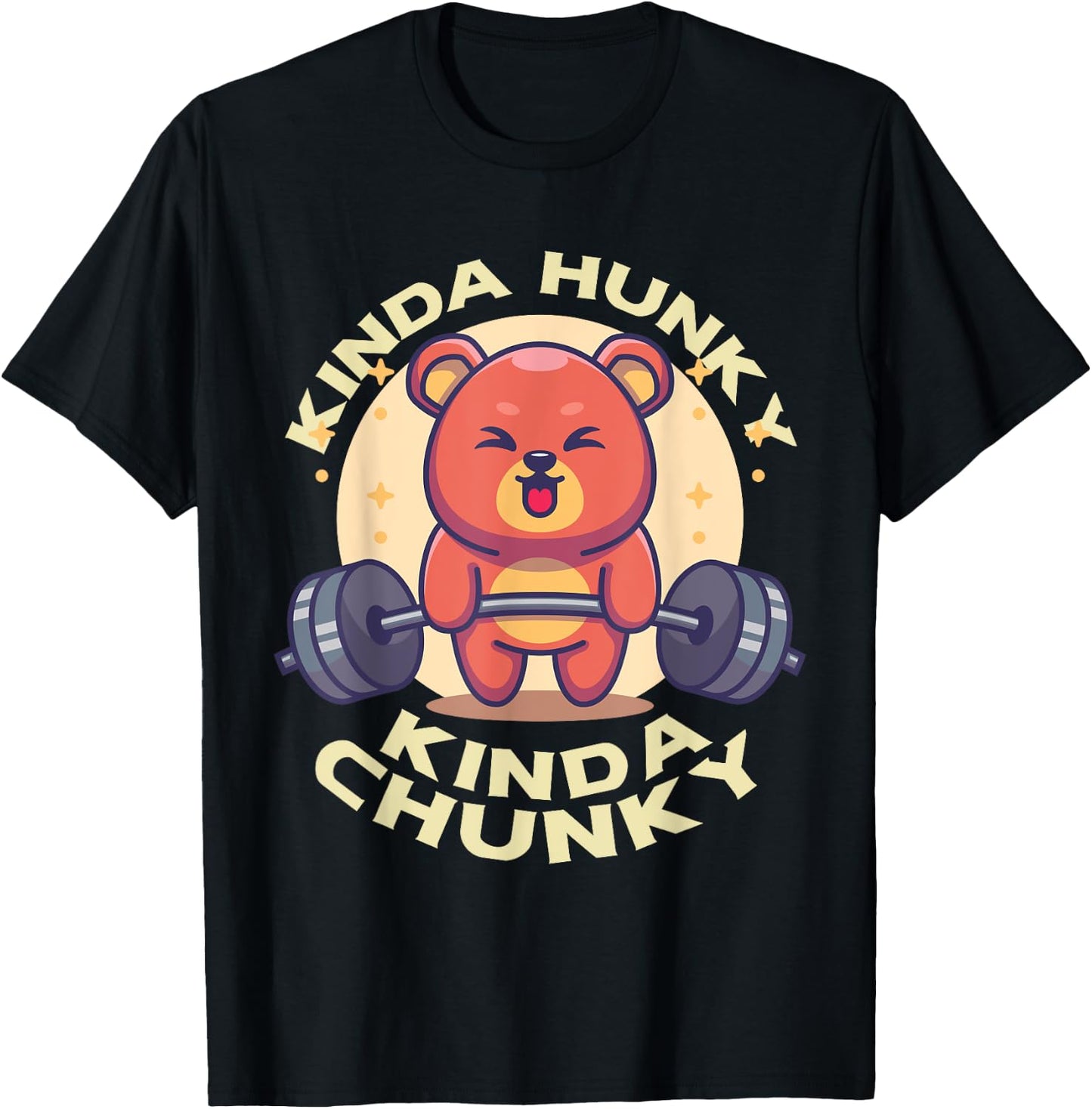 Funny Kinda Chunky Kinda Hunky Bodybuilding Gym Powerlifting T-Shirt - T-Shirt | Black