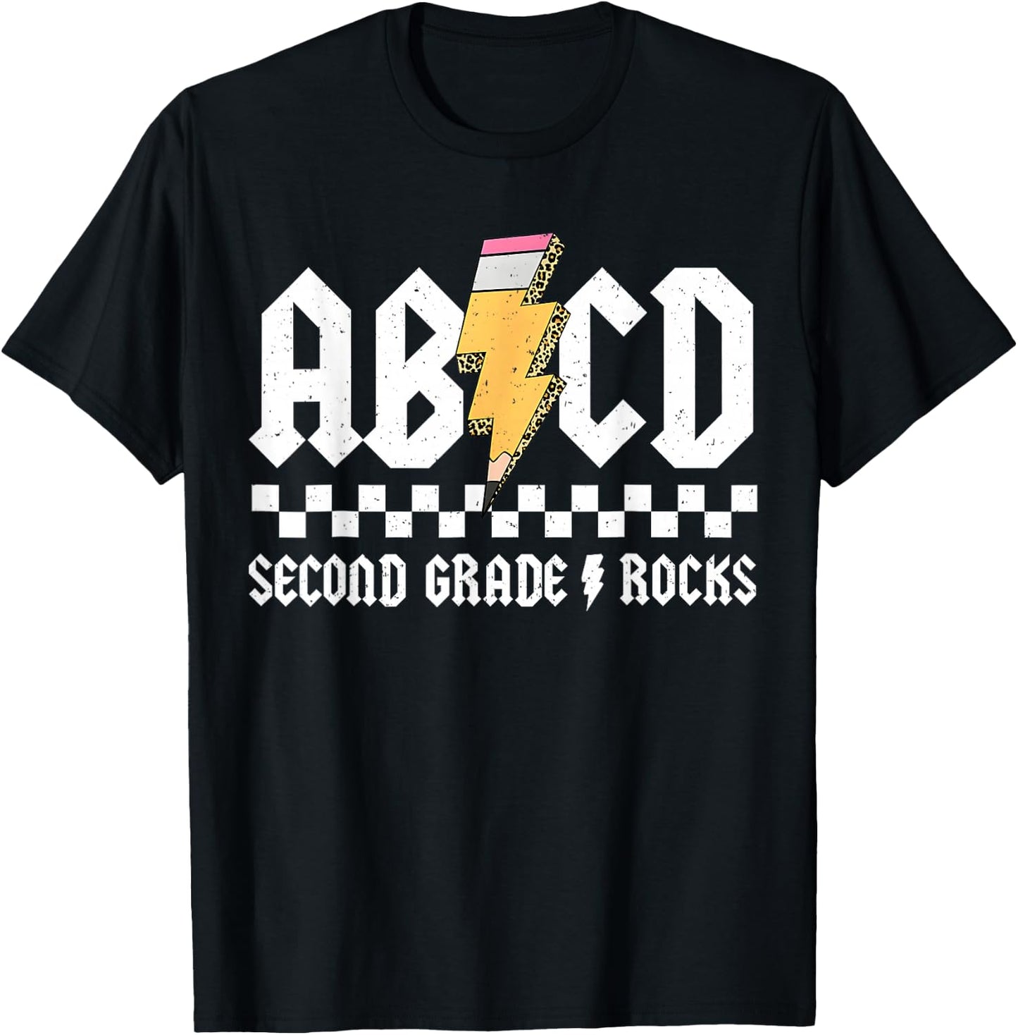ABCD Second Grade Rocks Pencil Lightning Back To School 2024 T-Shirt - T-Shirt | Black
