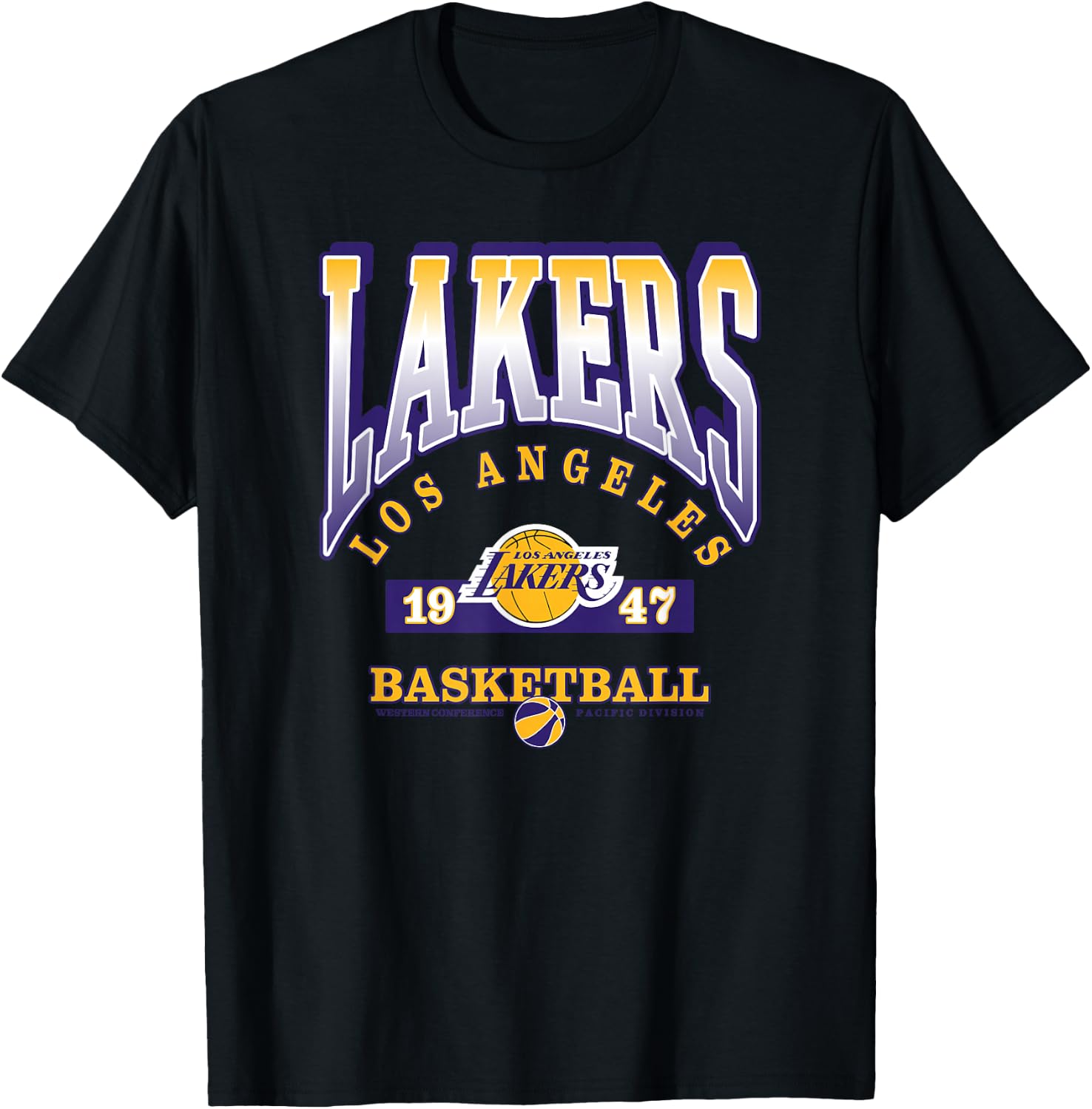 LOS ANGELES LAKERS Homecourt Advantage - Black, -Adults/Kids, Short Sleeve, , Polyester, NBA Team Logo, Small T-Shirt - T-Shirt | Black