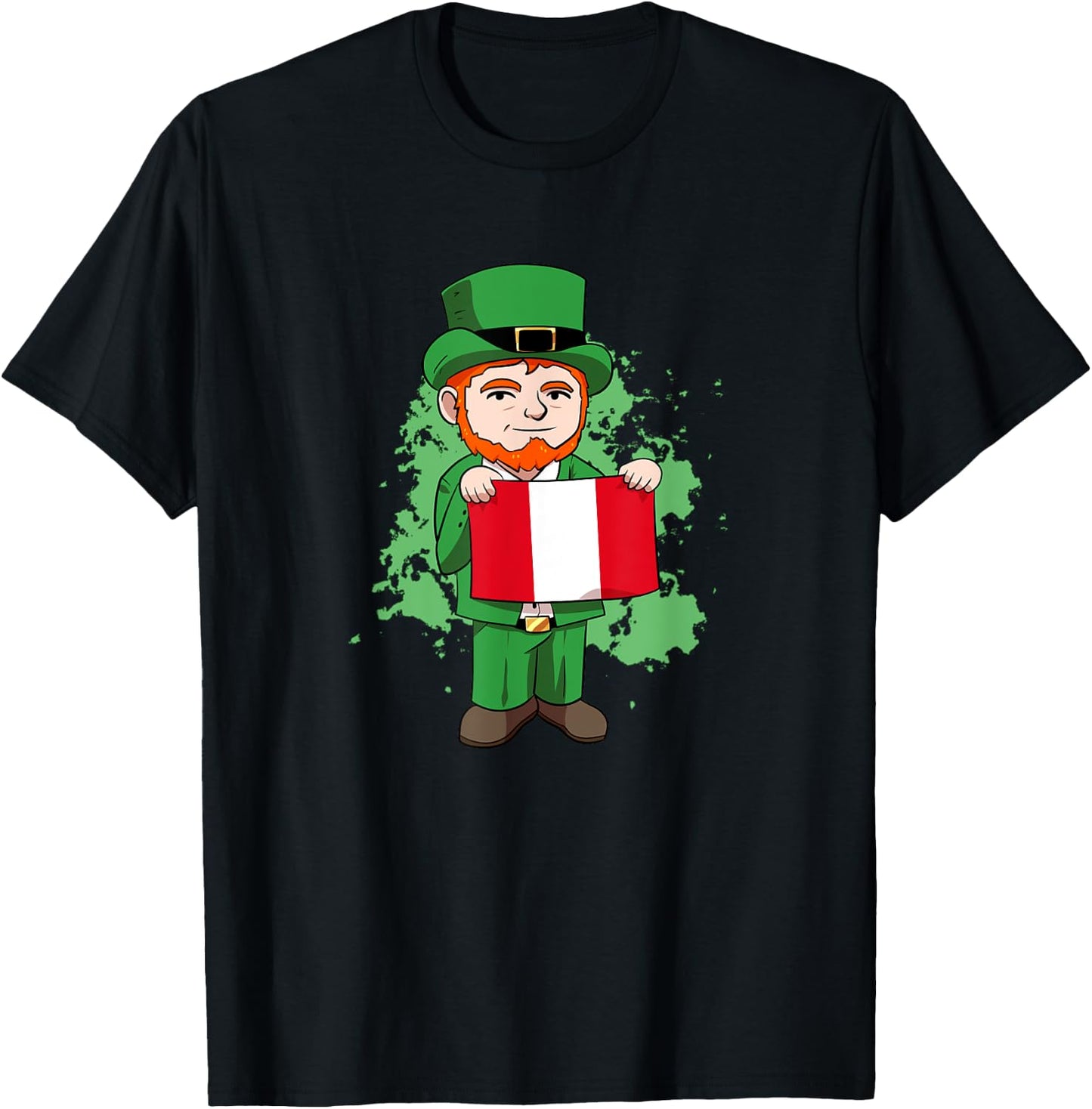 Peru Perú Proud Peruvian Flag St. Patricks Day Leprechaun T-Shirt - T-Shirt | Black