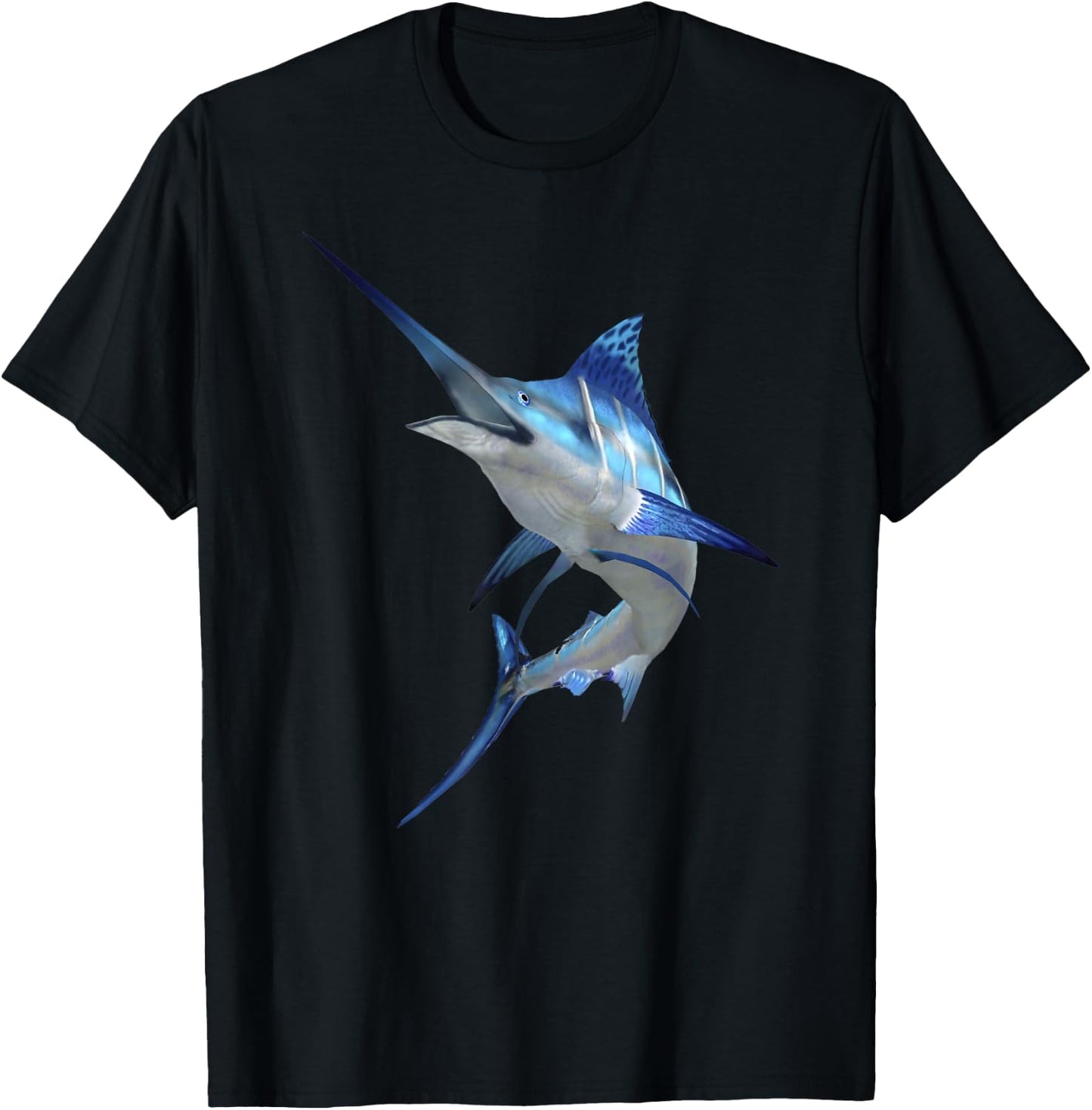 Beautiful Blue Marlin Fishing Short Sleeve T-Shirt - T-Shirt | Black