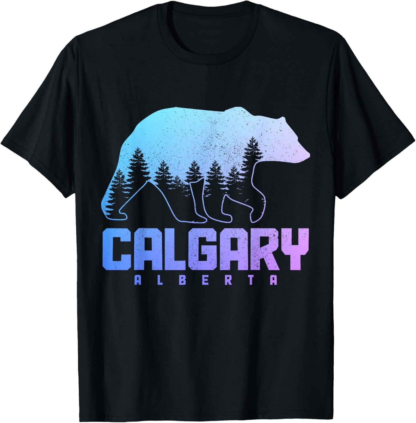 Calgary Alberta Canada Bear Grizzly Pride Outdoor Vintage T-Shirt - T-Shirt | Black