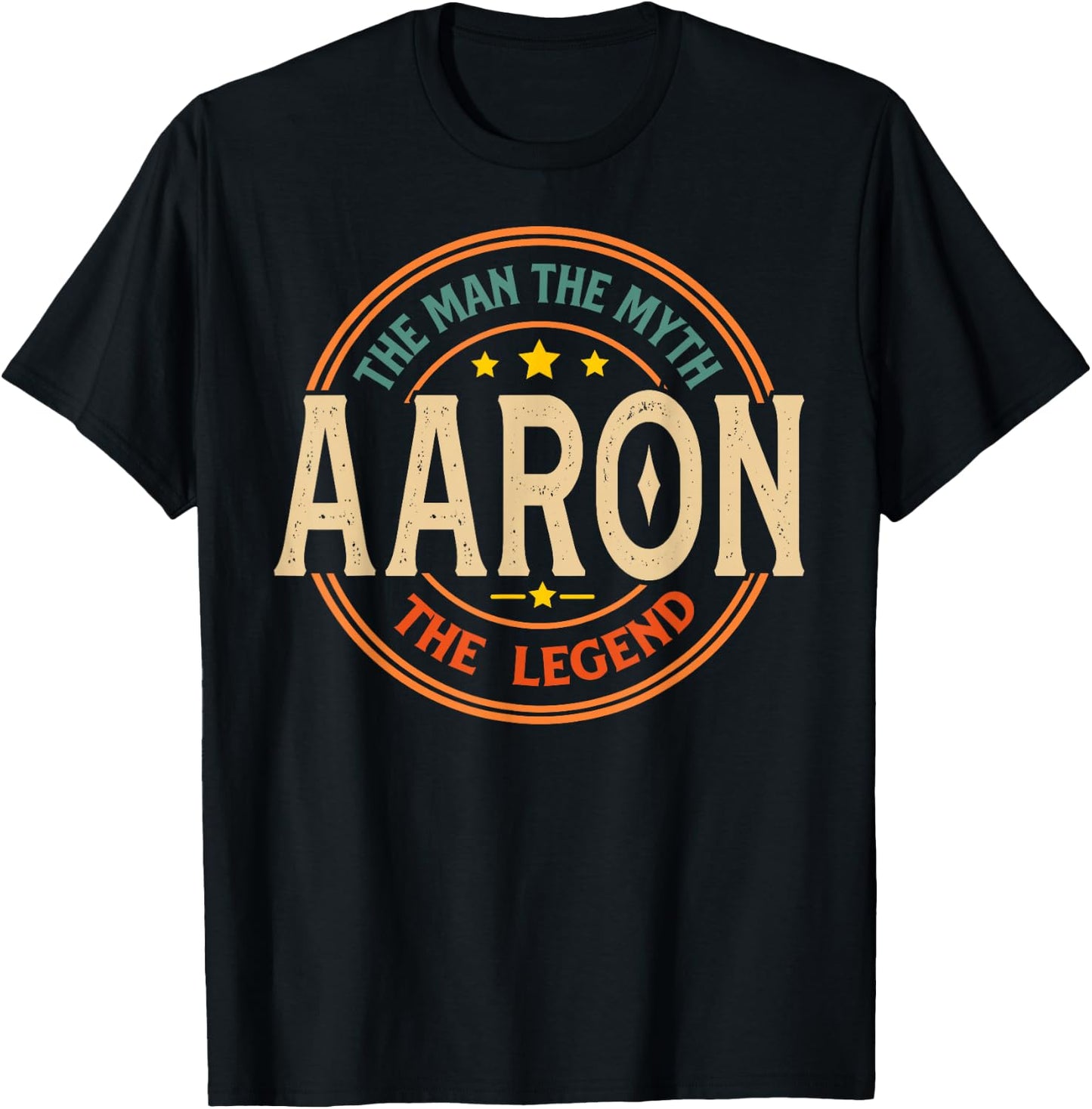 AARON The Man The Myth The Legend Vintage Personalized T-Shirt - T-Shirt | Black
