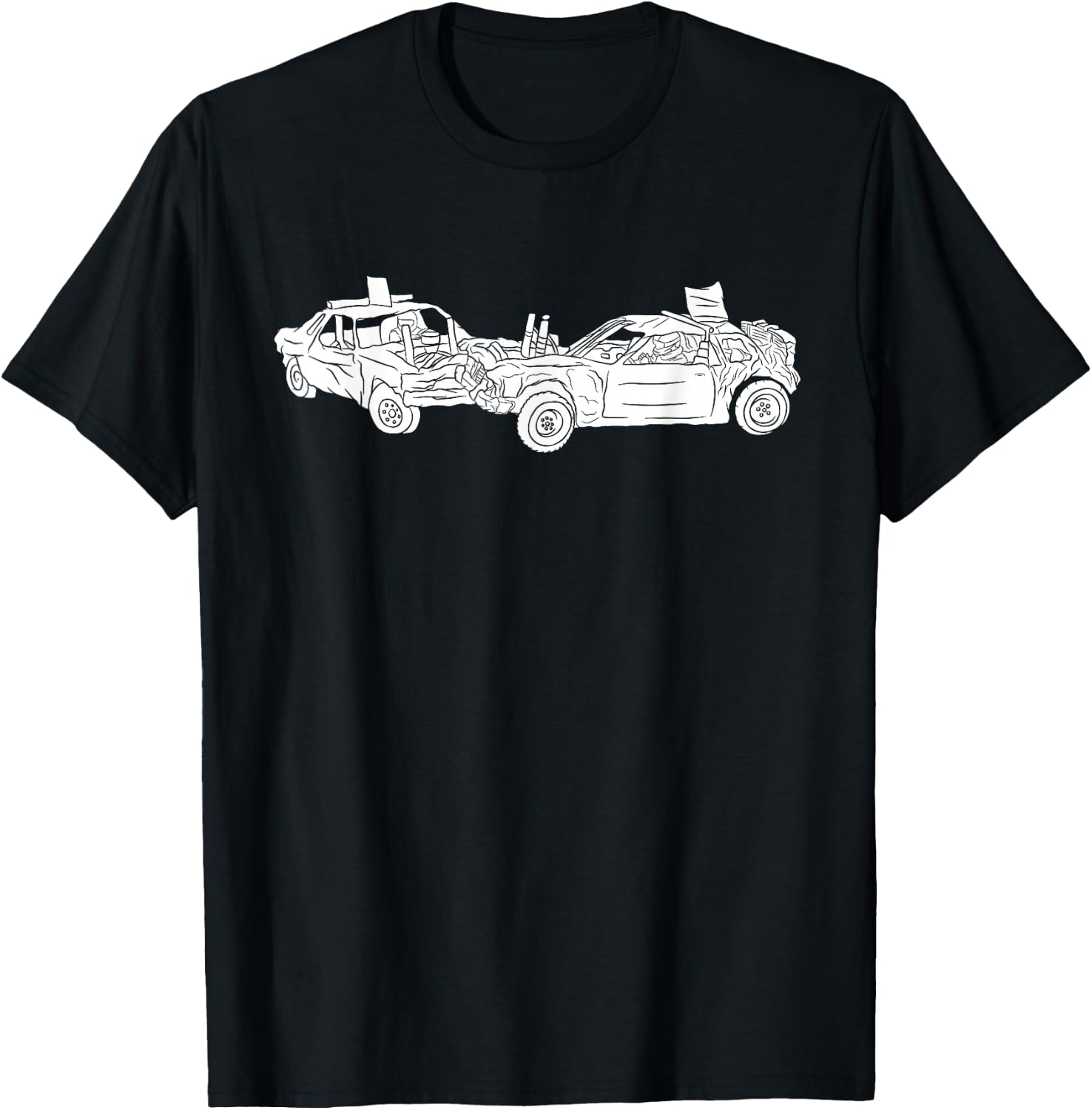 Silhouette Demolition Derby Crashing Car Racer Driver Racing T-Shirt - T-Shirt | Black