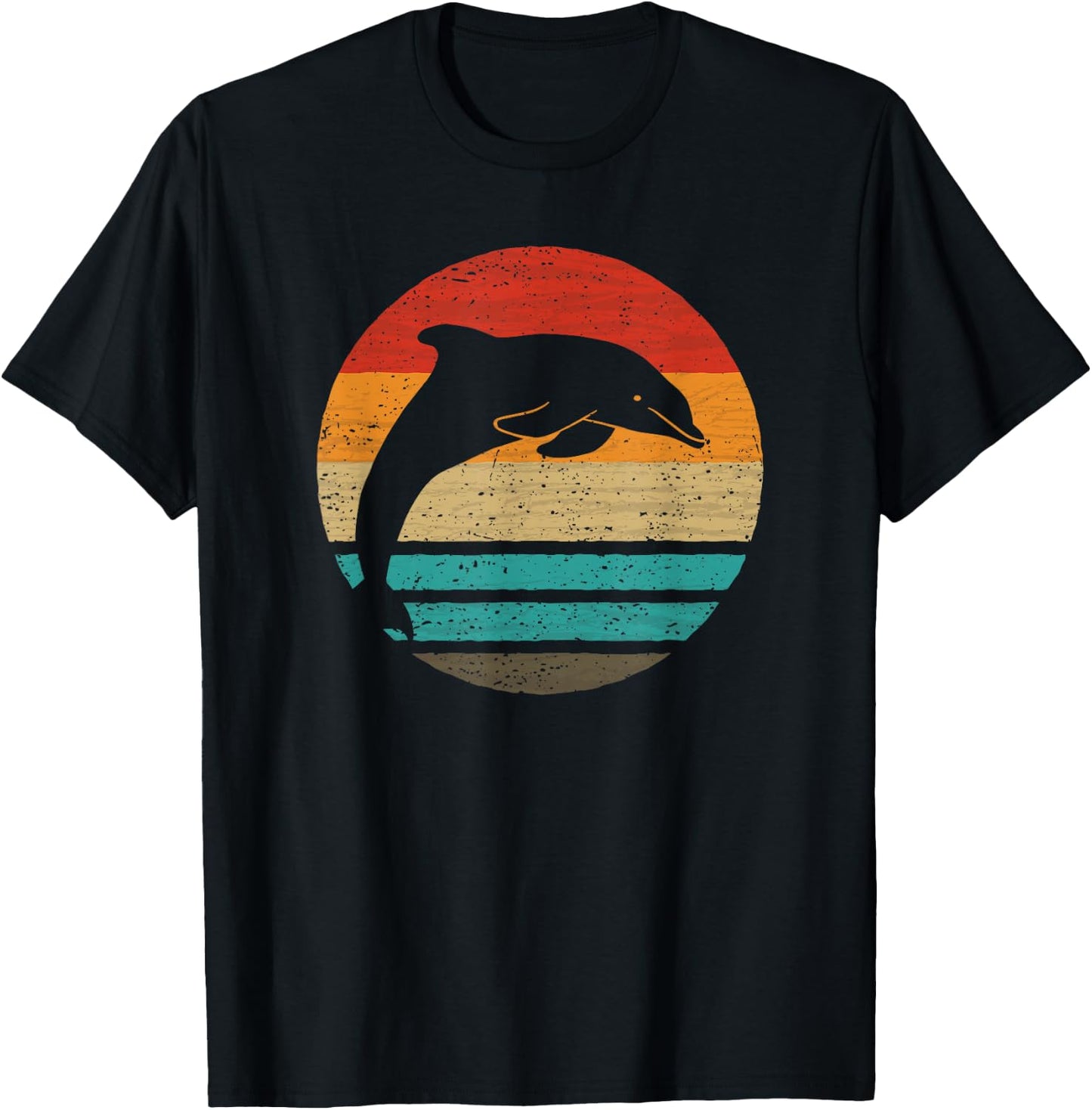 Dolphin Retro Style Vintage T-Shirt - T-Shirt | Black
