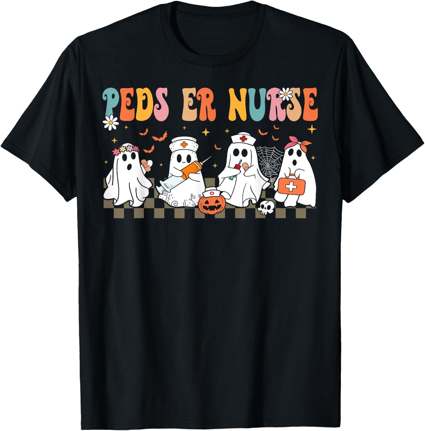 PEDS Emergency Department Halloween RN ER Pediatric ED Nurse T-Shirt - T-Shirt | Black