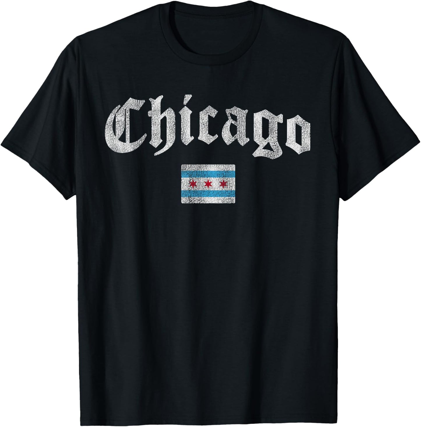 Retro Chicago Flag Souvenir Women Kids Men T-Shirt - T-Shirt | Black