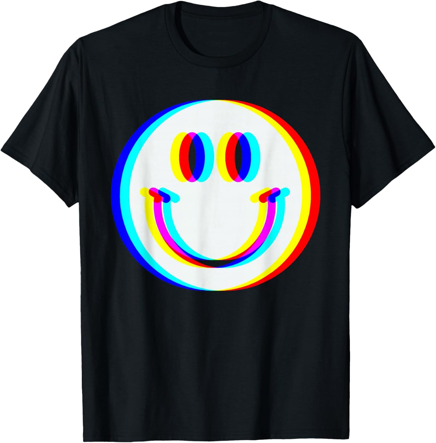 Smiling Face EDM Trippy Vaporwave Techno Rave Music Festival T-Shirt - T-Shirt | Black