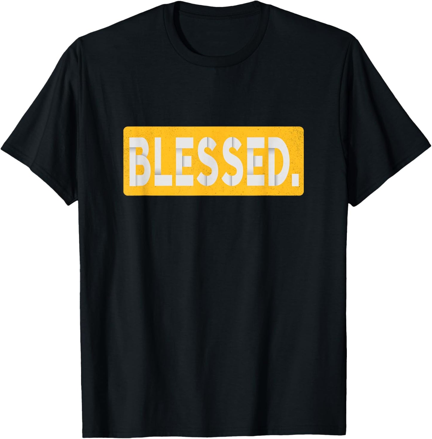 University Varsity-Gold BLESSED. University Varsity-Gold T-Shirt - T-Shirt | Black