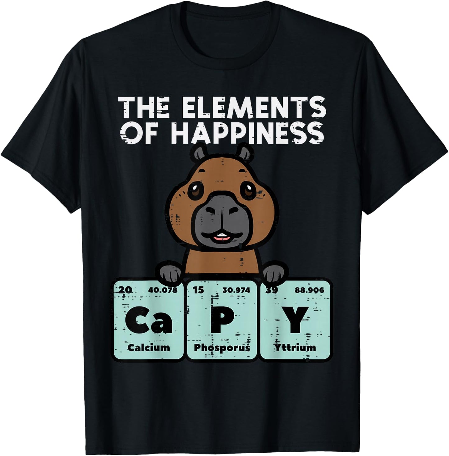 Capybara Elements of Happiness Capy Science Men Women Kids T-Shirt - T-Shirt | Black