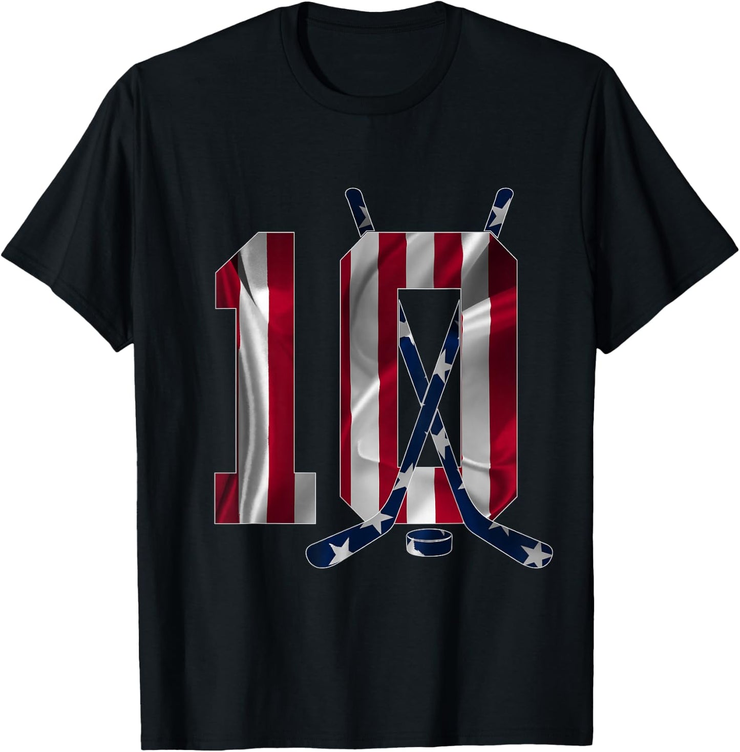Number 10 Years Ice Hockey 10th Birthday T-Shirt - T-Shirt | Black
