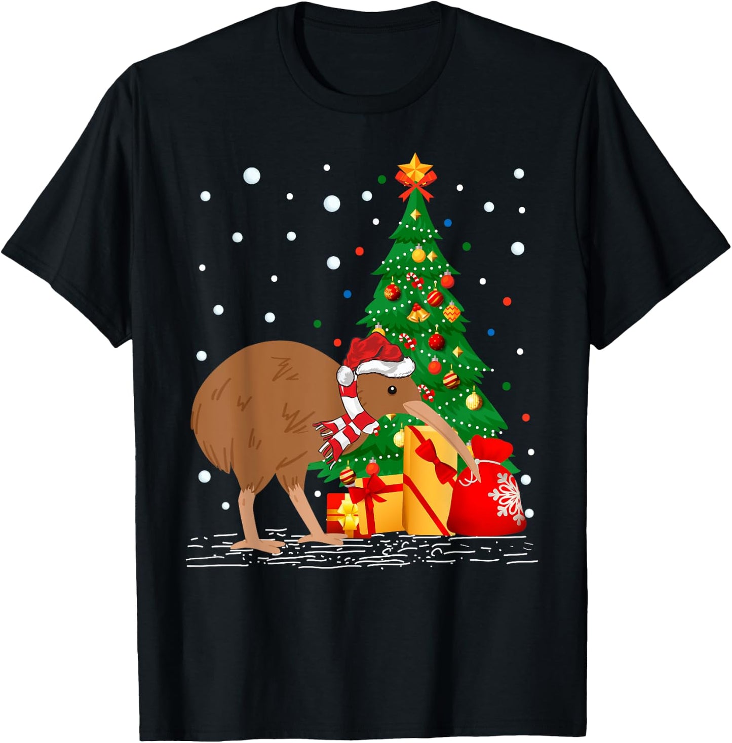 Kiwi Bird Lover Gift Santa Hat Kiwi Christmas T-Shirt - T-Shirt | Black
