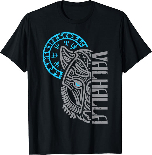 Viking Valhalla Wolf Mask Norse Mythology Men Women Kids T-Shirt - T-Shirt | Black