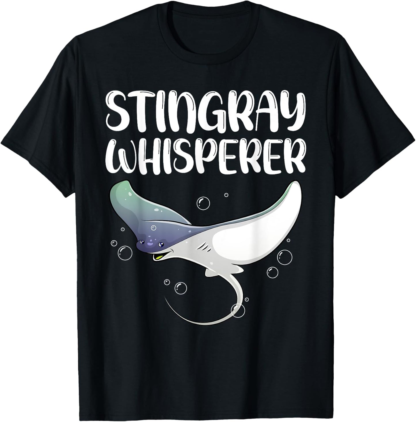 Cute Stingray Design Women Kids Fish Stingray Lovers T-Shirt - T-Shirt | Black