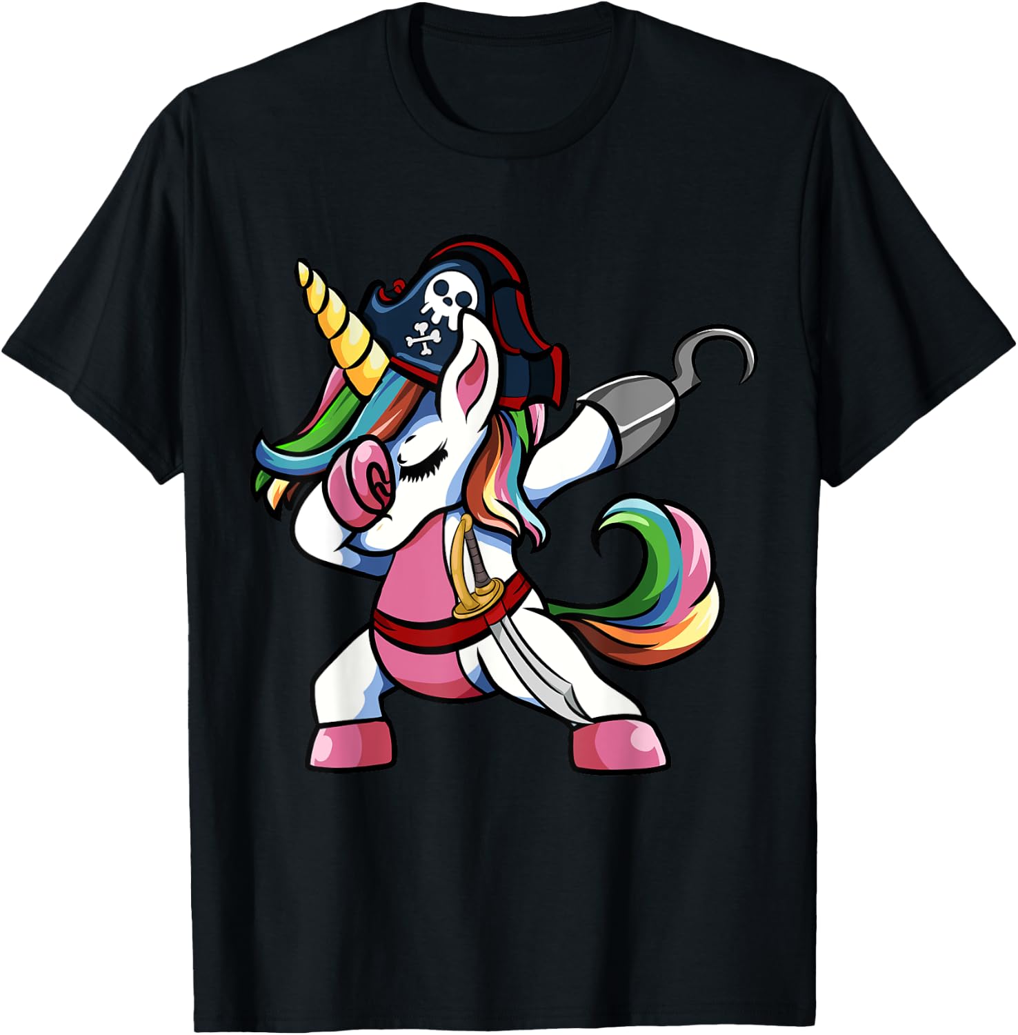 Cute Pirate Unicorn Halloween Clothes T-Shirt - T-Shirt | Black