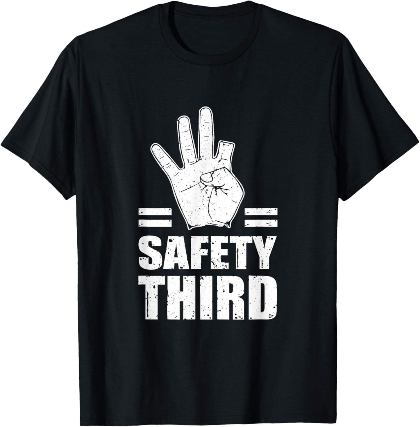 Safety a Third Funny Missing Finger Injury Hand T-Shirt - T-Shirt | Black