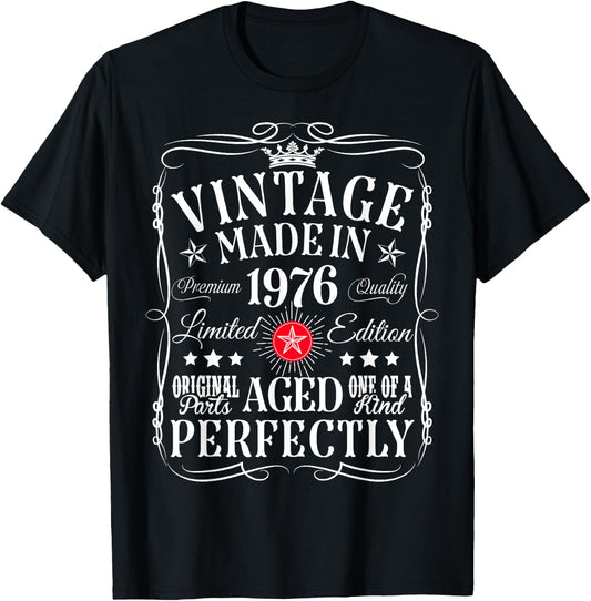 Vintage 49th Birthday Decorations Vintage 1976 49 Years Old T-Shirt - T-Shirt | Black