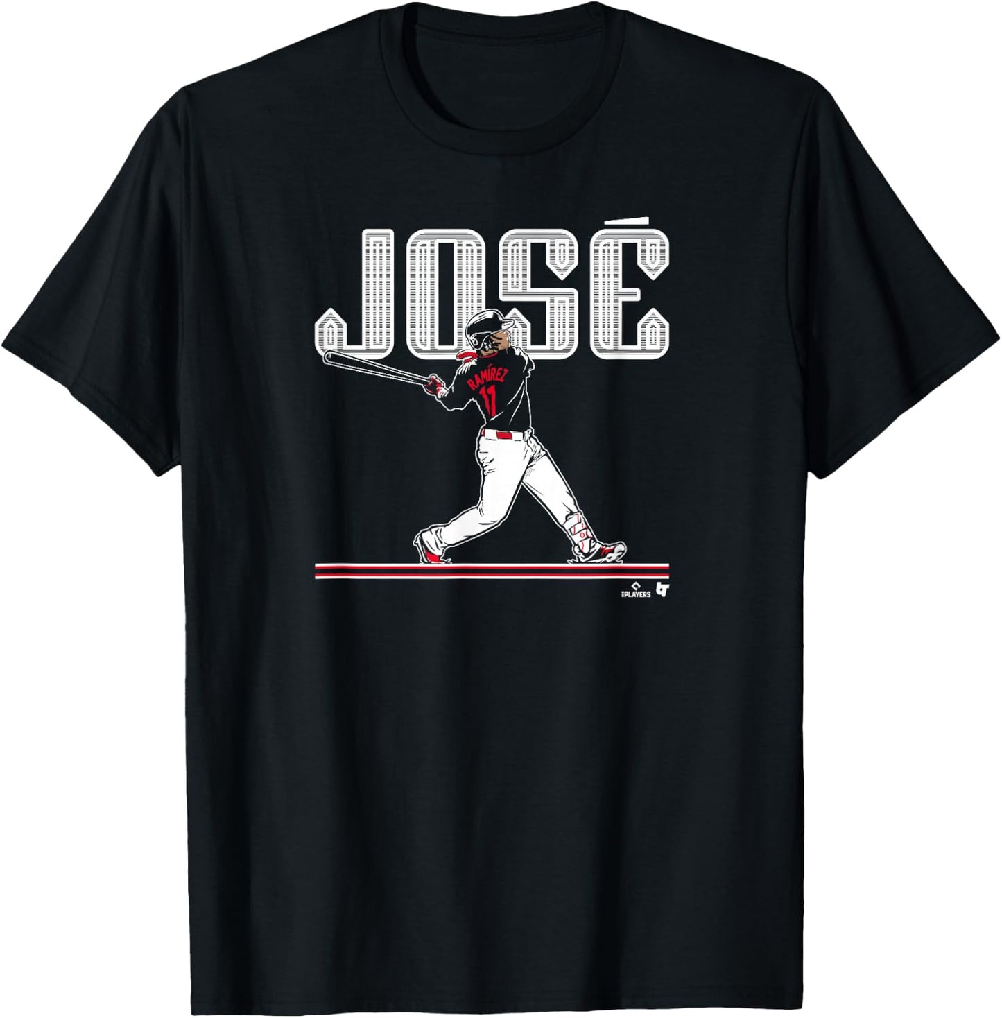 Jose Ramirez - Slugger Swing - Cleveland Baseball T-Shirt - T-Shirt | Black