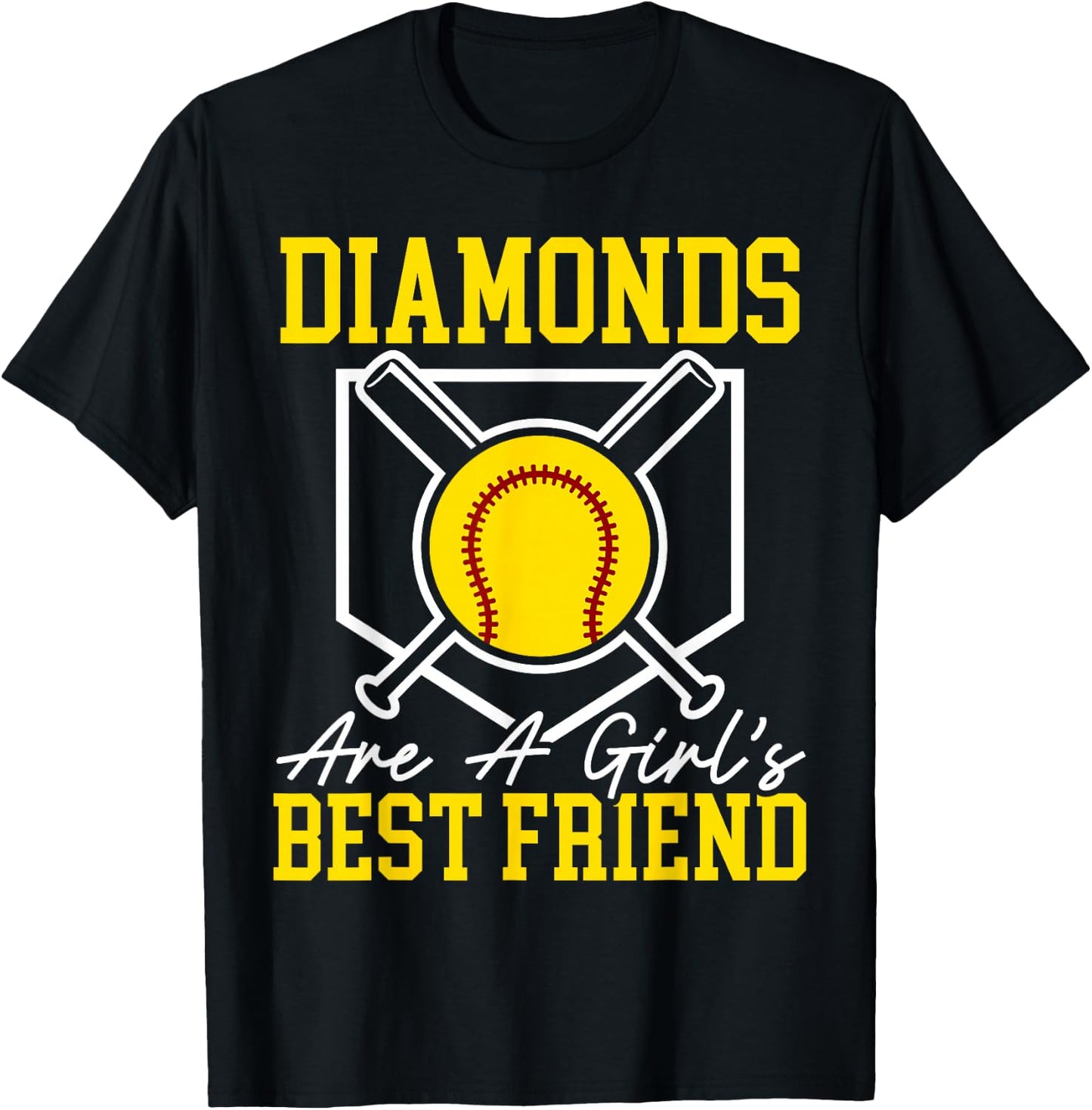 Diamonds Are A Girl's Best Friend Softball Player T-Shirt - T-Shirt | Black