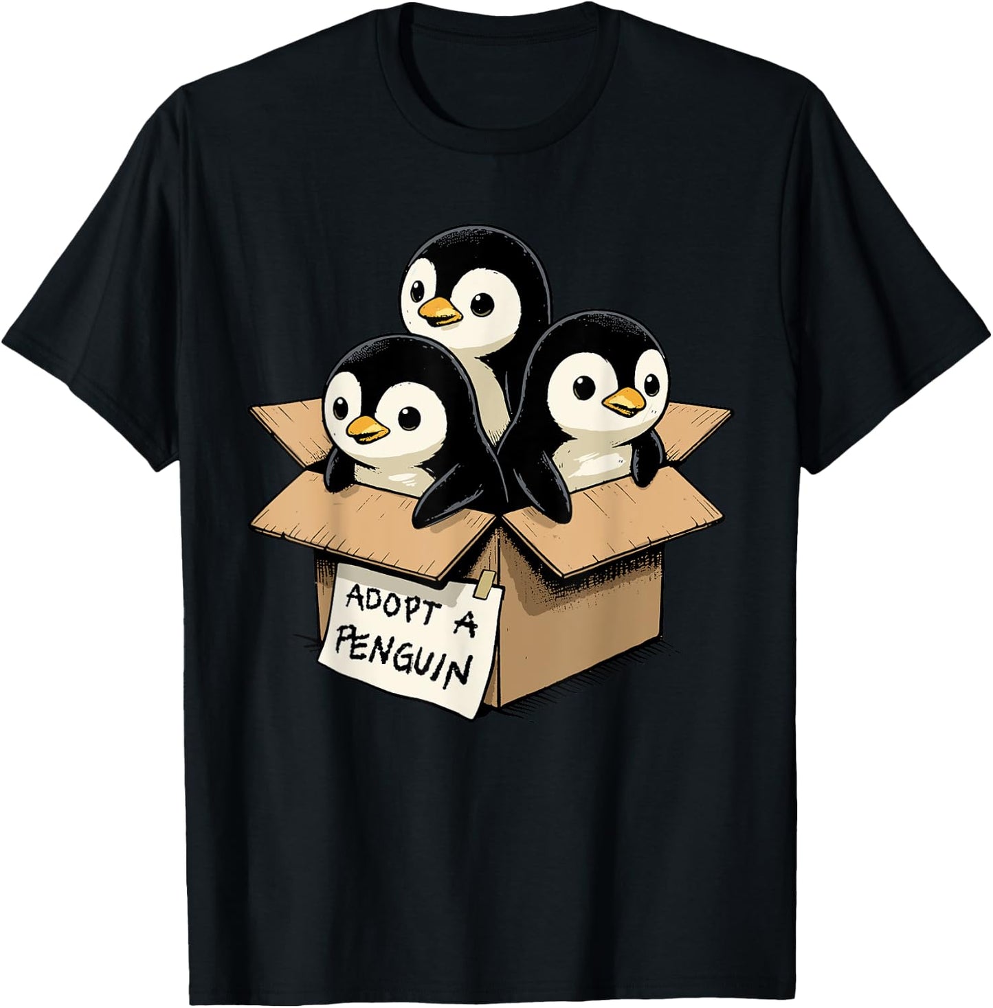 Adopt a Penguin Shirt Cute Little Animal Penguin Lover T-Shirt - T-Shirt | Black