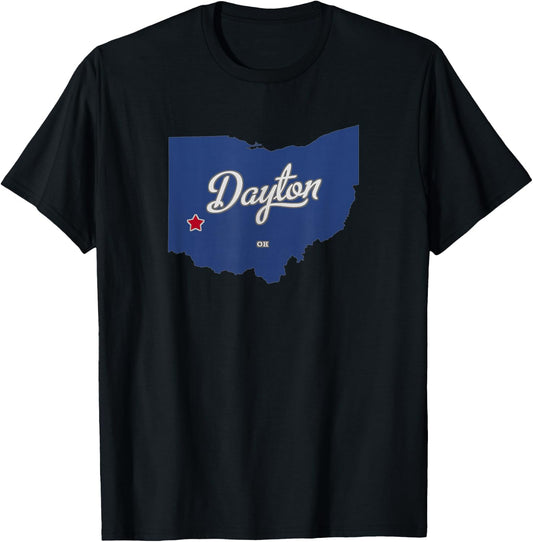 Dayton Ohio OH Map T-Shirt - T-Shirt | Black