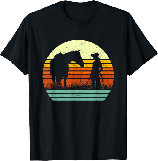 Retro Horse Lover & Girl I Love My Horses T-Shirt - T-Shirt | Black