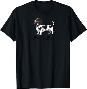 Funny Girls Heart Love Piebald Love Dachshund Lover Raglan Baseball T-Shirt - T-Shirt | Black