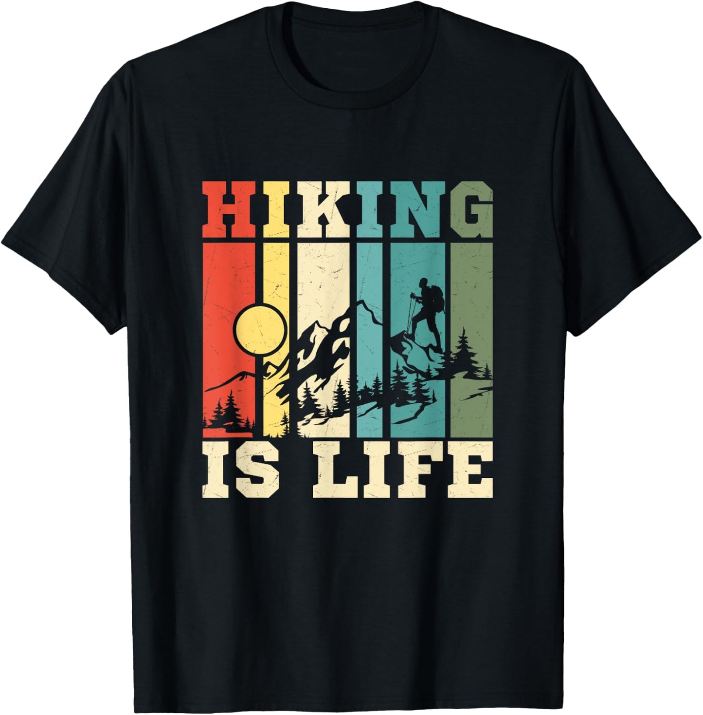 Hiking Is Life Mountain Hiker T-Shirt - T-Shirt | Black