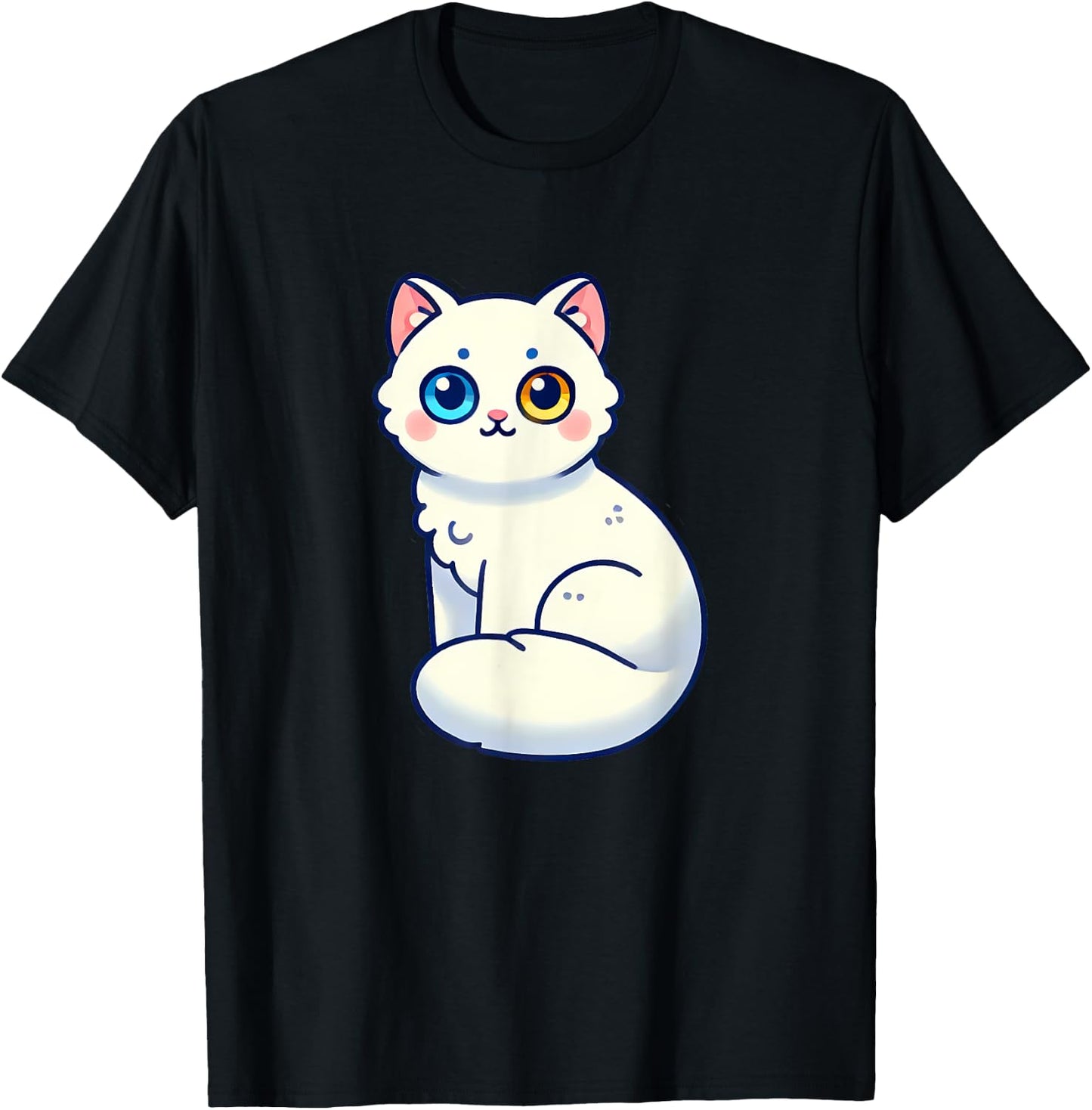 Cat With Heterochromia Cute Cat Lover Men Women Kids T-Shirt - T-Shirt | Black